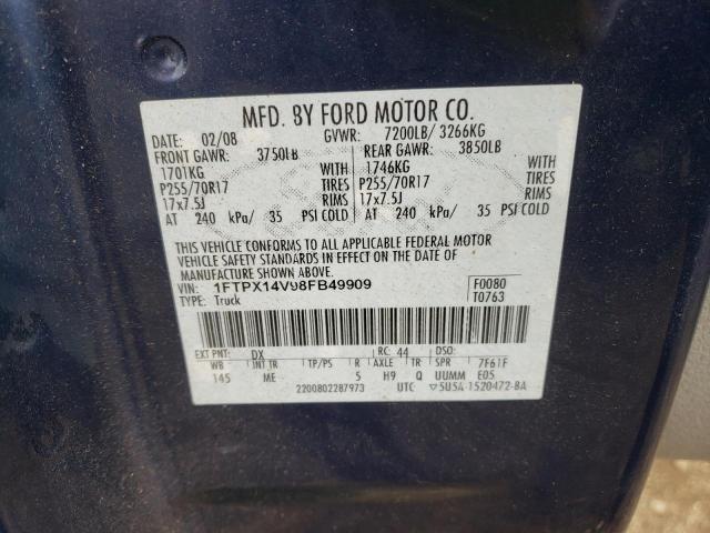 Photo 10 from auction – 2008 FORD F150 with VIN 1FTPX14V98FB49909