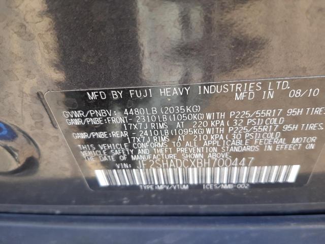 Photo 10 from auction – 2011 SUBARU FORESTER 2 with VIN JF2SHADCXBH700447