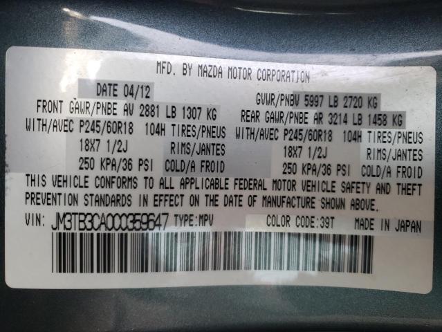 Photo 10 from auction – 2012 MAZDA CX-9 with VIN JM3TB3CA0C0359647
