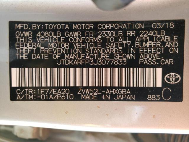 Photo 10 from auction – 2018 TOYOTA PRIUS PRIM with VIN JTDKARFP3J3077833