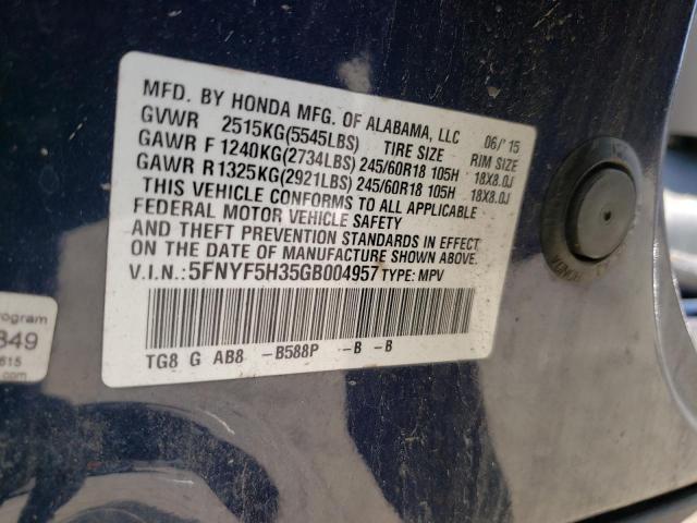 Photo 10 from auction – 2016 HONDA PILOT EX with VIN 5FNYF5H35GB004957
