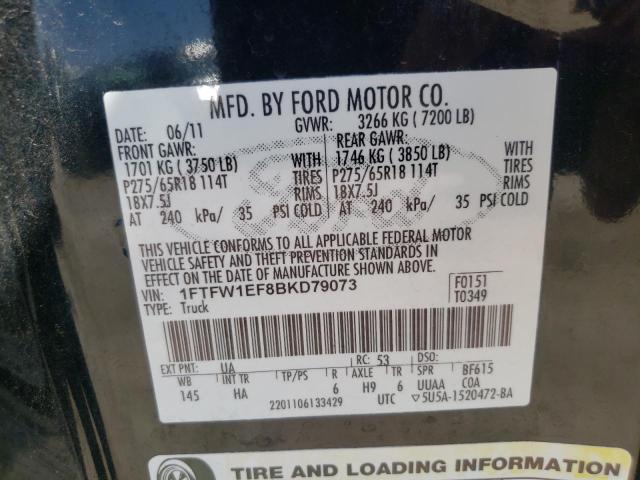 Foto 10 de la subasta – 2011 FORD F150 SUPER con VIN 1FTFW1EF8BKD79073