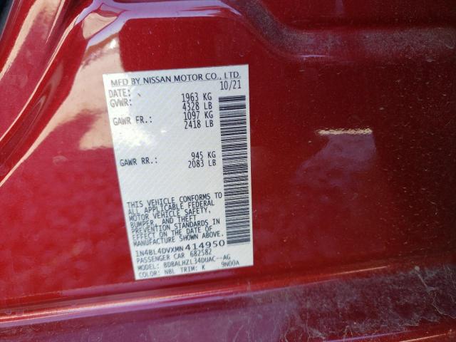 Photo 10 from auction – 2021 NISSAN ALTIMA SV with VIN 1N4BL4DVXMN414950