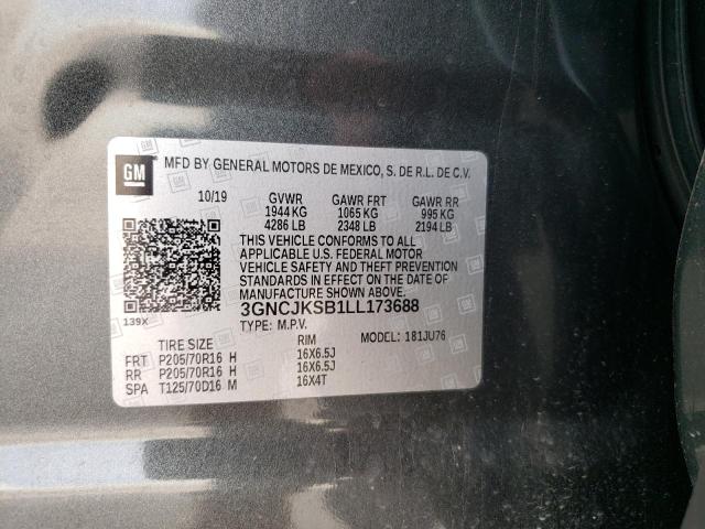 Photo 10 from auction – 2020 CHEVROLET TRAX LS with VIN 3GNCJKSB1LL173688