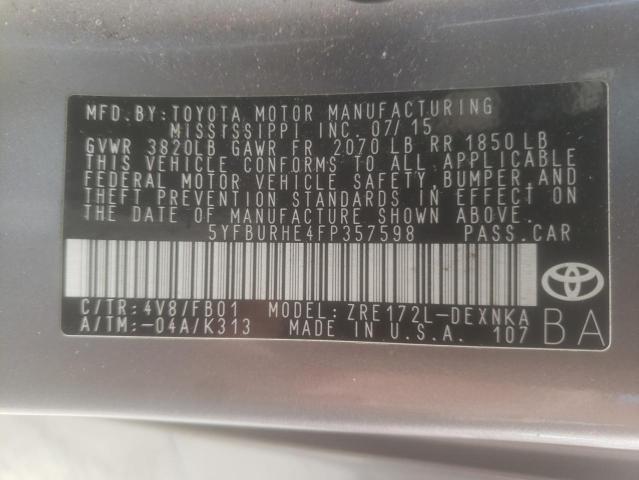 Photo 10 from auction – 2015 TOYOTA COROLLA L with VIN 5YFBURHE4FP357598