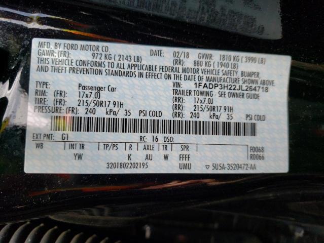 Photo 10 from auction – 2018 FORD FOCUS SEL with VIN 1FADP3H22JL264718