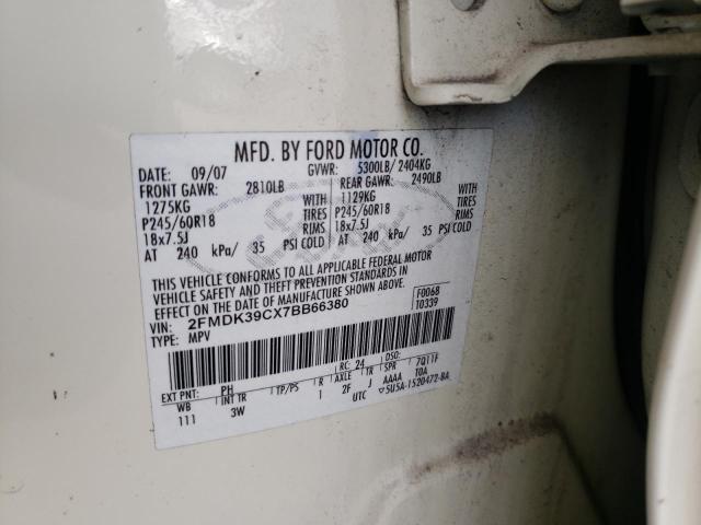 Photo 10 from auction – 2007 FORD EDGE SEL P with VIN 2FMDK39CX7BB66380