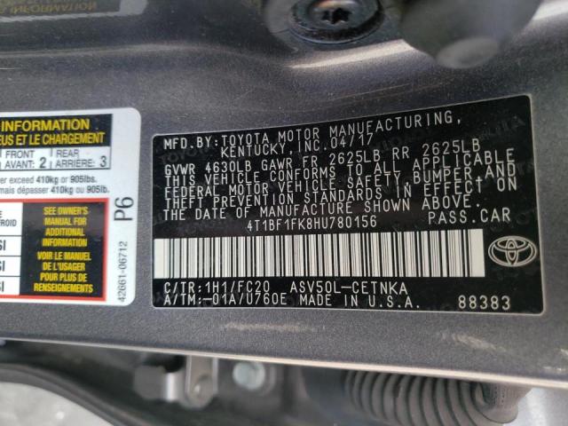 Photo 10 from auction – 2017 TOYOTA CAMRY with VIN 4T1BF1FK8HU780156