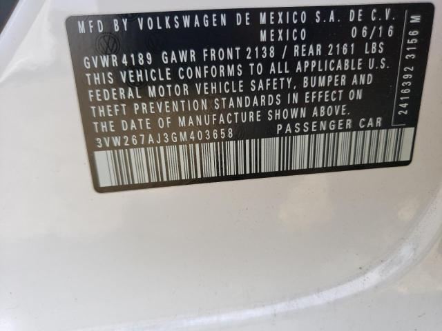 Photo 10 from auction – 2016 VOLKSWAGEN JETTA S with VIN 3VW267AJ3GM403658