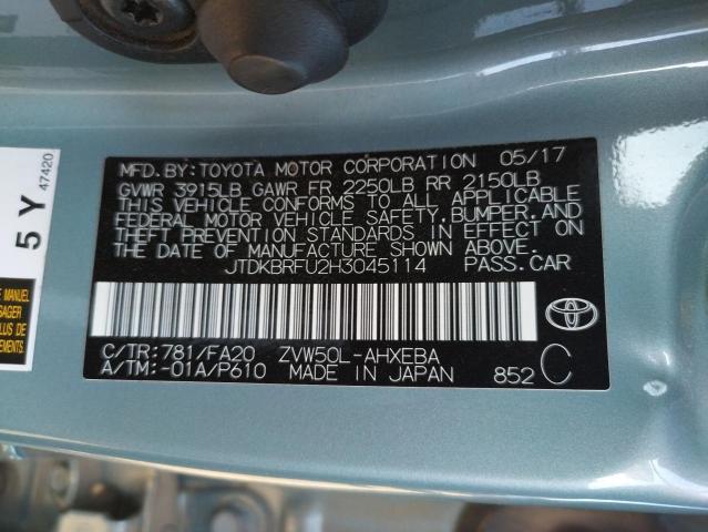Photo 10 from auction – 2017 TOYOTA PRIUS with VIN JTDKBRFU2H3045114