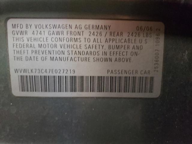 Photo 10 from auction – 2007 VOLKSWAGEN PASSAT 2.0 with VIN WVWLK73C47E027219