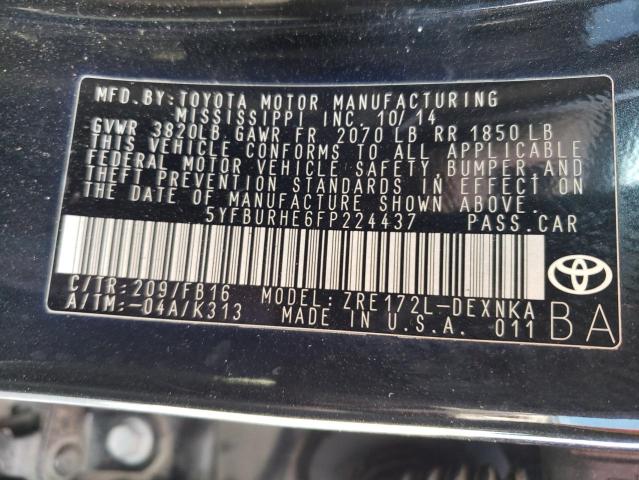 Photo 10 from auction – 2015 TOYOTA COROLLA L with VIN 5YFBURHE6FP224437