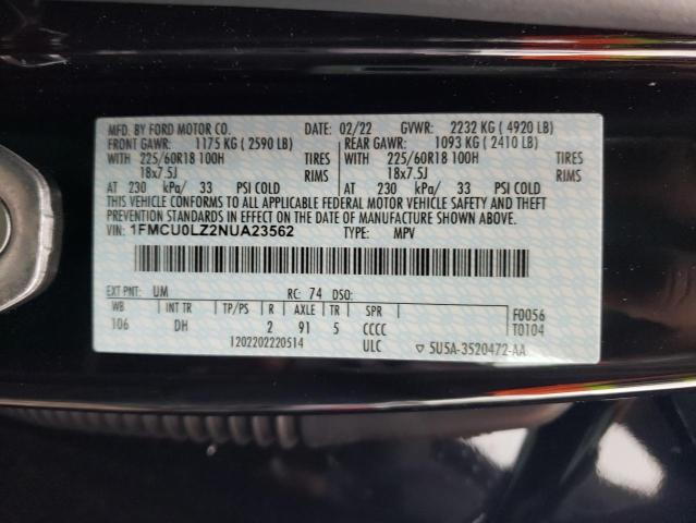 Photo 10 from auction – 2022 FORD ESCAPE TIT with VIN 1FMCU0LZ2NUA23562