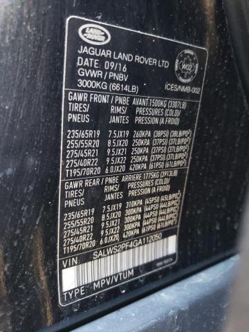 Photo 10 from auction – 2016 LAND ROVER RANGE ROVE with VIN SALWS2PF4GA112050