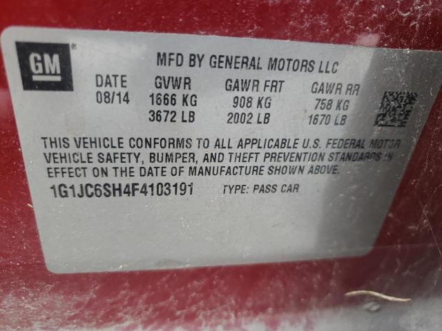 Photo 10 from auction – 2015 CHEVROLET SONIC LT with VIN 1G1JC6SH4F4103191