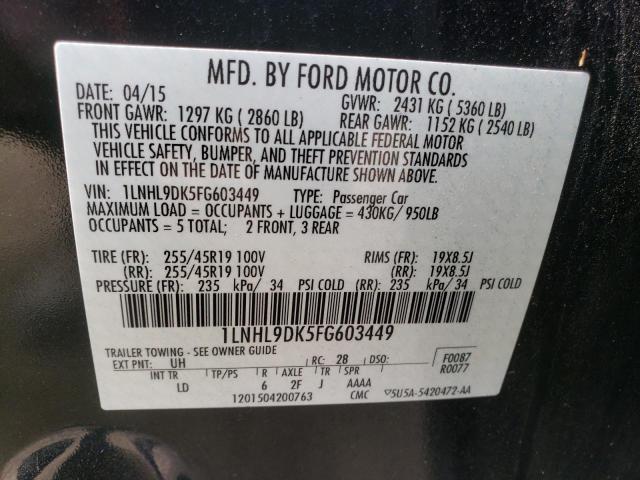 Photo 10 from auction – 2015 LINCOLN MKS with VIN 1LNHL9DK5FG603449