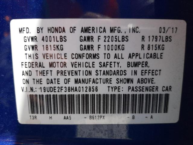Photo 10 from auction – 2017 ACURA ILX BASE W with VIN 19UDE2F38HA012856