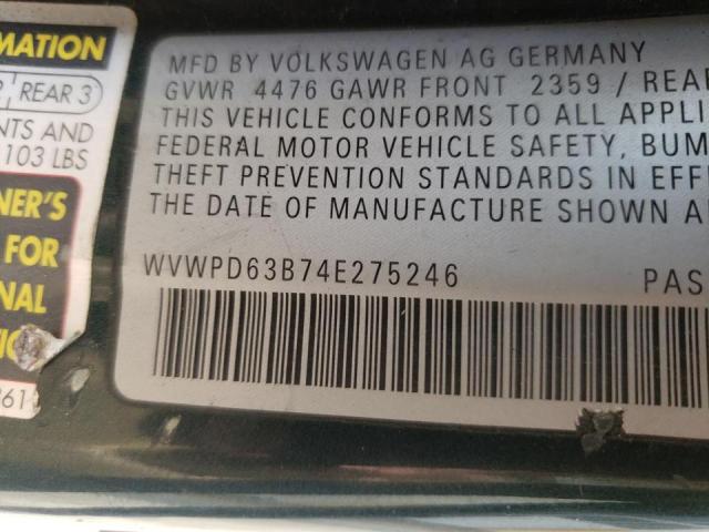 Foto 10 de la subasta – 2004 VOLKSWAGEN PASSAT con VIN WVWPD63B74E275246