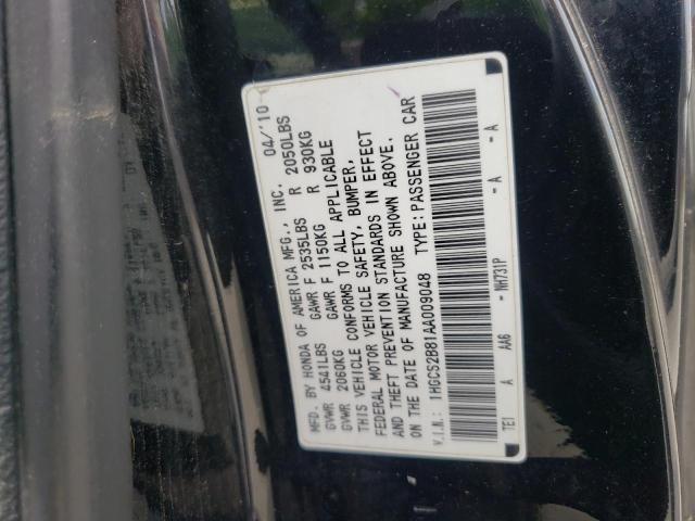 Photo 10 from auction – 2010 HONDA ACCORD EXL with VIN 1HGCS2B81AA009048