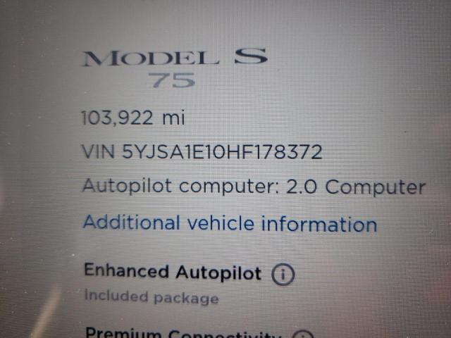 Photo 8 from auction – 2017 TESLA MODEL S with VIN 5YJSA1E10HF178372