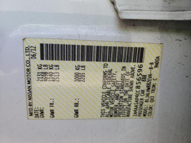 Photo 10 from auction – 2012 NISSAN MAXIMA S with VIN 1N4AA5AP4CC856596