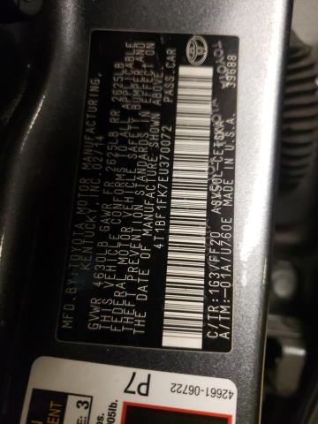 Photo 10 from auction – 2014 TOYOTA CAMRY L with VIN 4T1BF1FK7EU370072