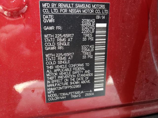 Photo 10 from auction – 2015 NISSAN ROGUE S with VIN KNMAT2MT5FP502983