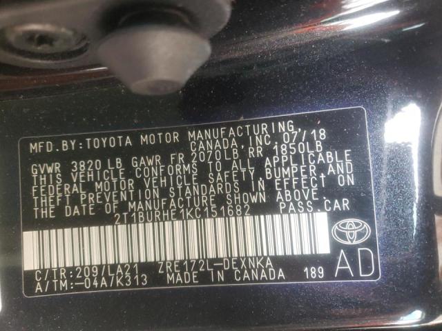 Photo 10 from auction – 2019 TOYOTA COROLLA L with VIN 2T1BURHE1KC151682