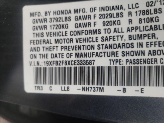 Photo 10 from auction – 2012 HONDA CIVIC EX with VIN 19XFB2F8XCE333587