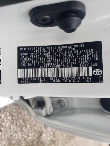 Photo 10 from auction – 2021 TOYOTA COROLLA LE with VIN 5YFEPMAE9MP193036