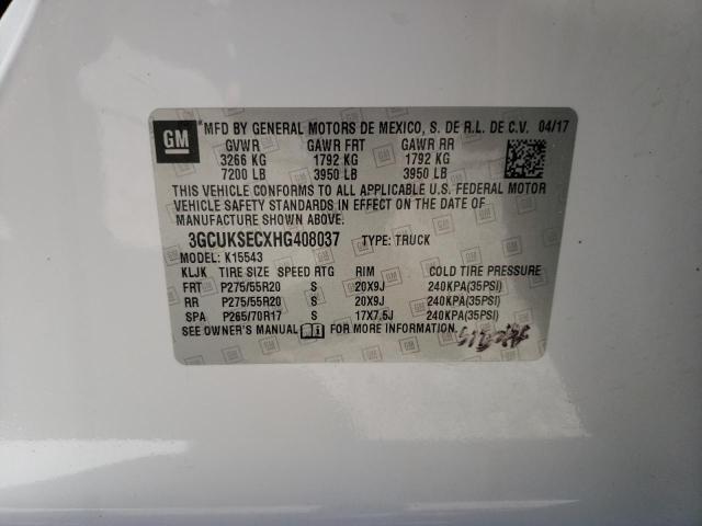 Photo 10 from auction – 2017 CHEVROLET SILVERADO with VIN 3GCUKSECXHG408037