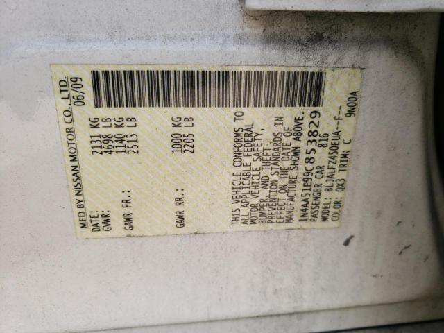 Photo 10 from auction – 2009 NISSAN MAXIMA S with VIN 1N4AA51E99C853829