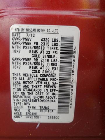 Photo 10 from auction – 2013 NISSAN ROGUE S with VIN JN8AS5MT5DW006044