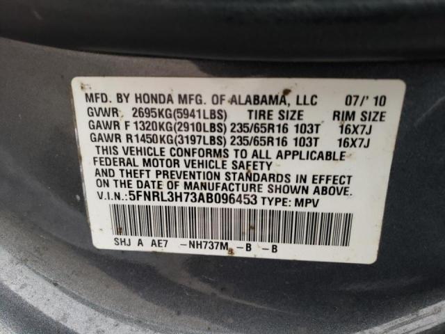 Photo 10 from auction – 2010 HONDA ODYSSEY EX with VIN 5FNRL3H73AB096453