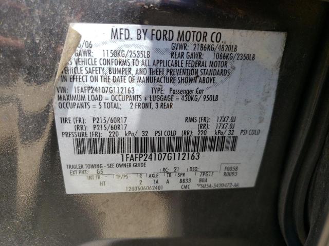 Photo 10 from auction – 2007 FORD FIVE HUNDR with VIN 1FAFP24107G112163