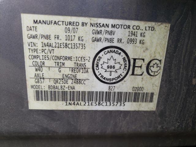 Photo 10 from auction – 2008 NISSAN ALTIMA 2.5 with VIN 1N4AL21E58C135735