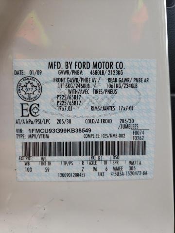 Photo 10 from auction – 2009 FORD ESCAPE XLT with VIN 1FMCU93G99KB38549