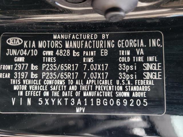 Photo 10 from auction – 2011 KIA SORENTO BA with VIN 5XYKT3A11BG069205