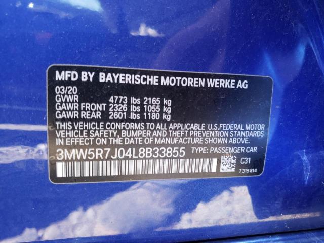Photo 10 from auction – 2020 BMW 330XI with VIN 3MW5R7J04L8B33855