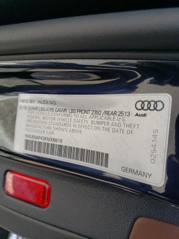 Photo 10 from auction – 2019 AUDI A4 PREMIUM with VIN WAUENAF43KN008619