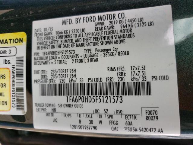 Photo 10 from auction – 2015 FORD FUSION SE with VIN 1FA6P0HD5F5121573