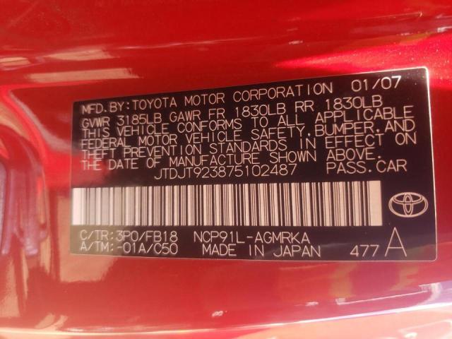 Photo 10 from auction – 2007 TOYOTA YARIS with VIN JTDJT923875102487