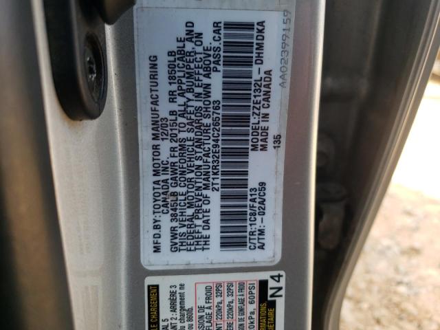 Photo 10 from auction – 2004 TOYOTA COROLLA MA with VIN 2T1KR32E94C265763