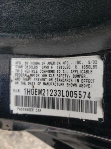 Photo 10 from auction – 2003 HONDA CIVIC DX with VIN 1HGEM21233L005574
