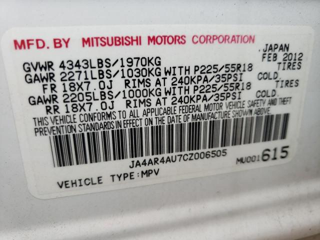 Photo 10 from auction – 2012 MITSUBISHI OUTLANDER with VIN JA4AR4AU7CZ006505