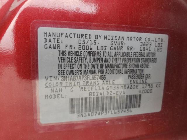 Photo 10 from auction – 2015 NISSAN SENTRA S with VIN 3N1AB7AP3FL657456
