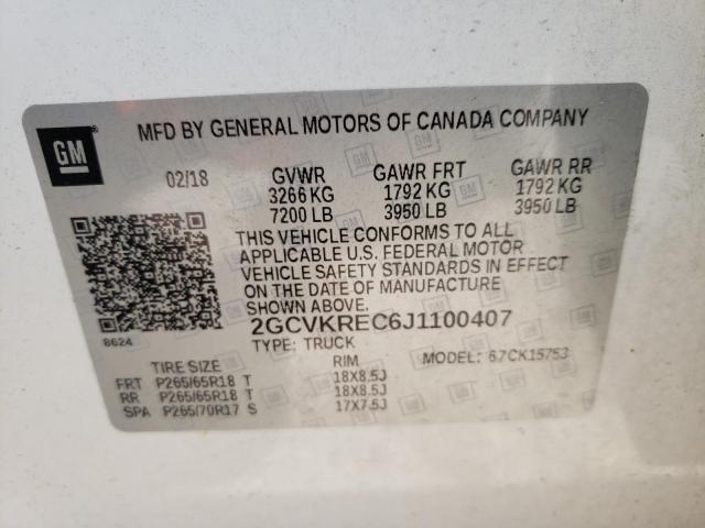 Photo 10 from auction – 2018 CHEVROLET SILVERADO with VIN 2GCVKREC6J1100407