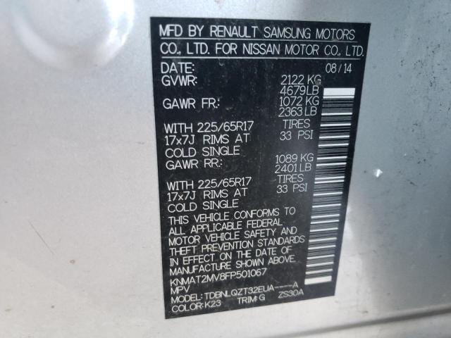 Photo 10 from auction – 2015 NISSAN ROGUE S with VIN KNMAT2MV8FP501067