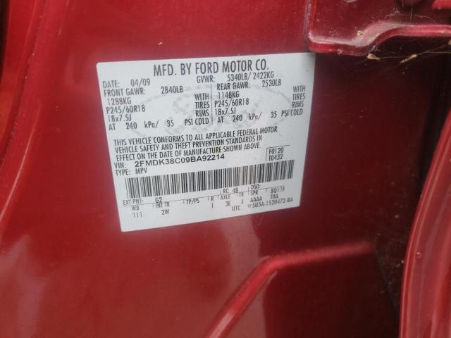 Photo 10 from auction – 2009 FORD EDGE SEL with VIN 2FMDK38C09BA92214