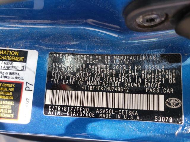 Photo 10 from auction – 2017 TOYOTA CAMRY LE with VIN 4T1BF1FK7HU749612